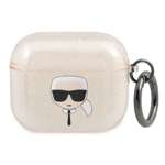 Etui KARL LAGERFELD Apple AirPods 3 Cover Glitter Karl`s Head Złoty Case